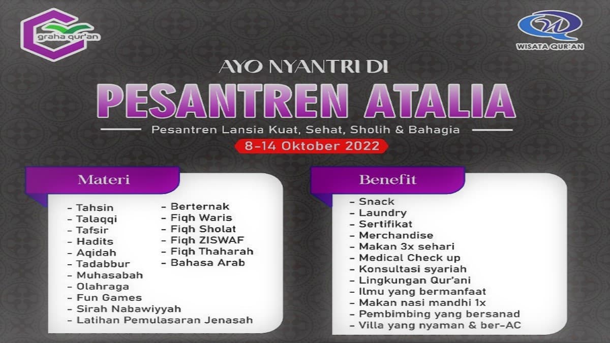 PESANTREN ATALIA: Pesantren Lansia Kuat, Sehat, Sholih dan Bahagia